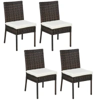 Outsunny Set of Four Armless Rattan Garden Chairs - Brown(m-11)