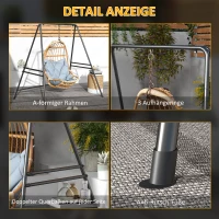 Outsunny Hangstoelstandaard, stevig & weerbestendig, voor binnen & buiten, tot 150 kg, staal, 178 x 143 x 180 cm, zwart(m-7)