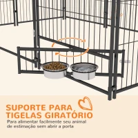 PawHut Parque para Cães com Toldo com Suporte Giratório para Comida 2 Tigelas Incluídas 211x141x151 cm Preto e Marrom(m-6)