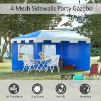 Outsunny 3 x 4 m Garden Gazebo Shelter Marquee Party Tent with 2 Sidewalls for Patio Yard Outdoor, Blue(m-4)