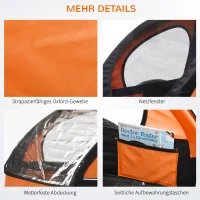 HOMCOM Kinderanhänger, für 2 Kinder, Universalkupplung, Regenschutz, orange+schwarz, 142 x 85 x 105 cm(m-6)