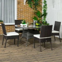 Outsunny Set of Four Armless Rattan Garden Chairs - Brown(m-10)