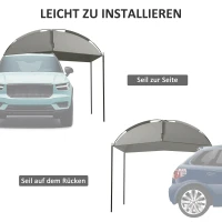 Outsunny Autozonnescherm Achtertent, Zonnescherm, inclusief transporttas, 290 x 278 x 260 cm, Lichtgrijs(m-5)