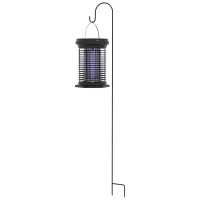 Outsunny Lâmpada Mata Mosquitos Elétrica 2 em 1 5W com Luzes LED UV Recarregável Solar e USB Efeito 30 m² para Jardim Terraço Preto(m-11)