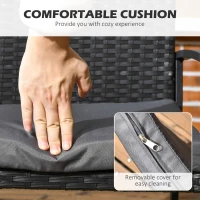 Outsunny Five-Piece Garden Dining Set, with Rattan Seat Chairs and Cushions - Black(m-6)