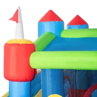 Outsunny Kids Inflatable Bouncy Castle Water Slide 6 in 1 Bounce House Jumping Castle Water Gun Climbing Wall with Air Blower for Age 3-8, 3.9 x 3 x 2m(m-10)