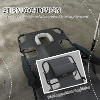 Outsunny Leżak słoneczny Ogrodowe Leżanki Relaksacyjne, składany, odporny na warunki atmosferyczne, 194 cm x 72 cm x 89 cm, Czarny + Ciemnoszary(m-4)