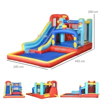 Outsunny 4 in 1 Bouncy Castle, with Slide, Pool, Trampoline, Climbing Wall, Blower - Multicoloured(m-3)