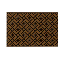 Outsunny Plastic Straw Reversible RV Outdoor Rug with LED String Light, 182 x 274cm, Brown and Black(m-1)