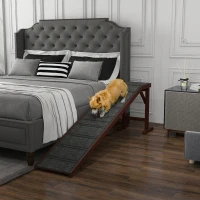 PawHut Pet Ramp for Dogs Cats  Non-Slip Carpet Top Platform - Brown & Grey(m-10)