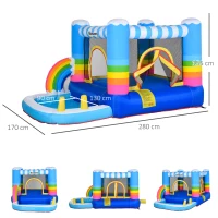 Outsunny Kids Bounce Castle Inflatable House with Trampoline Pool Climbing Wall with Inflator Carrybag, 2.8 x 1.7 x 1.55m(m-3)