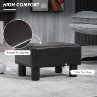 HOMCOM Faux Leather Footstool, Small Foot Rest, Rectangle Sofa Stool for Bedroom Living Room, Brown(m-4)