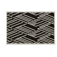 Outsunny Plastic Straw Reversible RV Outdoor Rug with LED String Light, 182 x 274cm, Black and Coffee(m-1)
