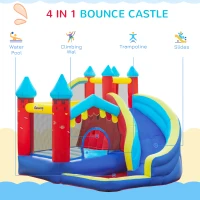 Outsunny Kids Bouncy Castle, with Slide, Pool, Trampoline, Climbing Wall, Blower(m-4)