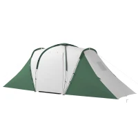 Outsunny Tenda de Campismo Familiar para 4-6 Pessoas com 2 Dormitórios Impermeável 3000 mm com Bolsa 555x225x190 cm Cinza e Verde(m-11)