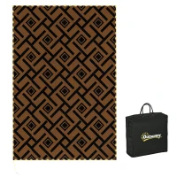 Outsunny Plastic Straw Reversible RV Outdoor Rug with LED String Light, 182 x 274cm, Brown and Black(m-11)