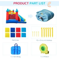 Outsunny Kids Bouncy Castle, with Slide, Pool, Trampoline, Climbing Wall, Blower(m-8)