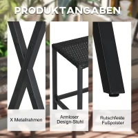 Outsunny Buiten Barmeubelset, Rattanlook, 4 Barkrukken & 1 hoge Bartafel, met Dak, Metalen Frame, Zwart/Khaki(m-6)