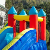 Outsunny Kids Bouncy Castle, with Slide, Pool, Trampoline, Climbing Wall, Blower(m-11)