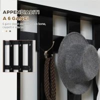 HOMCOM Set Appendi Abiti da Ingresso con Specchio e Scarpiera per 8 Paia di Scarpe, Nero Lucido(m-5)
