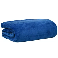 HOMCOM Coperta Double-Face in Flanella 220 GSM e Sherpa 260 GSM per Interno ed Esterno, 203x152x0.5 cm, Blu Scuro(m-10)