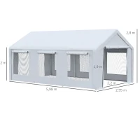 Outsunny Carpa para Fiestas 6x3 m Pabellón de Jardín con 2 Paredes Laterales Extraíbles 2 Puertas y 6 Ventanas con Cremalleras Protección UV Cenador para Eventos Celebraciones Blanco(m-3)