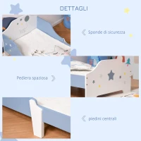 HOMCOM Letto Basso per Bambini e Bambine di +3 Anni con Sponde, Lettino Blu e Bianco, 143 x 74 x 59 cm(m-6)