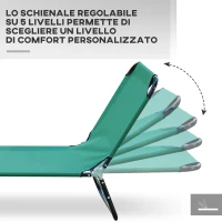 Outsunny Sdraio da Giardino Pieghevole con Schienale Reclinabile su 4 Posizioni, 188x56x28cm, Verde(m-4)