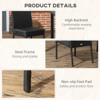 Outsunny Set of Two Armless Rattan Garden Chairs - Black(m-6)