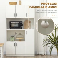 HOMCOM Mobile Dispensa Alto in Truciolato con 6 Armadietti e 2 Ripiani Aperti, 100x40x180 cm, Bianco(m-7)