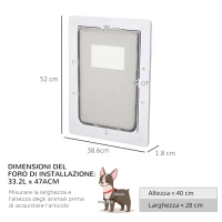 PawHut Gattaiola con Sistema di Blocco per Vetro, Rete e Porte, 38.6x52x1.8cm, Bianco(m-3)