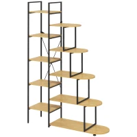 HOMCOM Scaffale Libreria a 10 Livelli, Stile Industriale in Truciolato e Acciaio, 111.5x32x170 cm(m-10)