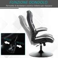 Vinsetto Poltrona da Gaming da Ufficio Ergonomica, Altezza Regolabile, Base Fissa, Braccioli Pieghevoli Nero e Bianco(m-6)