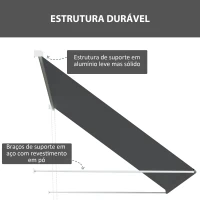 Outsunny Toldo Retrátil para Janela 150x120 cm com Estrutura de Alumínio Ângulo de Inclinação Ajustável Anti-UV e Impermeável Cinza Escuro(m-7)