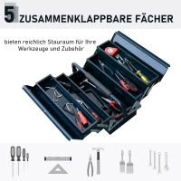 DURHAND Werkzeugkoffer Werkzeugkiste 5 Fächer aufklappbar Stahl (SPCC) Dunkelgrün 56 x 20 x 41 cm(m-5)