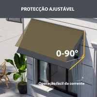 Outsunny Toldo Retrátil para Janela 150x120 cm com Estrutura de Alumínio Ângulo de Inclinação Ajustável Anti-UV e Impermeável Cinza Escuro(m-5)