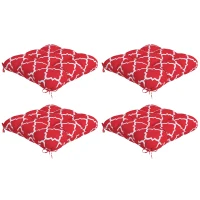 Outsunny Conjunto de 4 Almofadas para Cadeiras de Sala 48x48x7 cm Impermeáveis e Anti-UV com 2 Fitas de Fixação Vermelho(m-10)