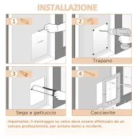 PawHut Gattaiola con Sistema di Blocco per Vetro, Rete e Porte, 38.6x52x1.8cm, Bianco(m-7)