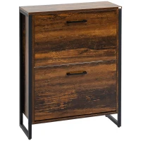 HOMCOM 12-Shoe, Two-Door Storage Cabinet - Wood-Effect(m-1)