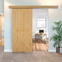 HOMCOM Binario con Kit di Accessori per Porte Scorrevoli in Stile Rustico in Legno(m-2)