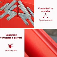 DURHAND Cassetta Porta Attrezzi in Acciaio Pieghevole con 5 Vassoi, Valigetta Porta Attrezzi 56x20x41 cm, Rosso(m-6)