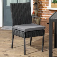 Outsunny Set of Two Armless Rattan Garden Chairs - Black(m-7)