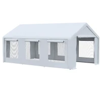 Outsunny Carpa para Fiestas 6x3 m Pabellón de Jardín con 2 Paredes Laterales Extraíbles 2 Puertas y 6 Ventanas con Cremalleras Protección UV Cenador para Eventos Celebraciones Blanco(m-1)