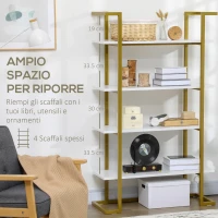 HOMCOM Mobile Libreria a 4 Livelli Rialzato e Multiuso, in MDF e Acciaio, 92x35x152cm(m-6)