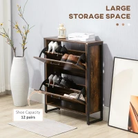 HOMCOM 12-Shoe, Two-Door Storage Cabinet - Wood-Effect(m-4)