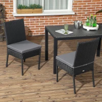Outsunny Set of Two Armless Rattan Garden Chairs - Black(m-10)