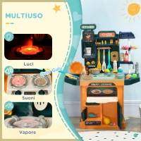 AIYAPLAY Cucina Giocattolo per Bambini 3-6 Anni da 77 Pezzi con Rubinetto, Suoni Realistici e Luci(m-4)