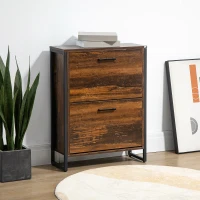 HOMCOM 12-Shoe, Two-Door Storage Cabinet - Wood-Effect(m-10)