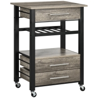 Carrello Da Cucina HOMCOM Con Cassetti E Ruote - Legno E MDF Bianco, 89x40x84 Cm - Foto 5