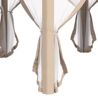 Outsunny altana ogrodowa namiot ogrodowy 4 x 4 m namiot pop-up namiot imprezowy z torbą 6 części bocznych podwójny dach sześciokątny kolor beżowy + khaki(m-8)